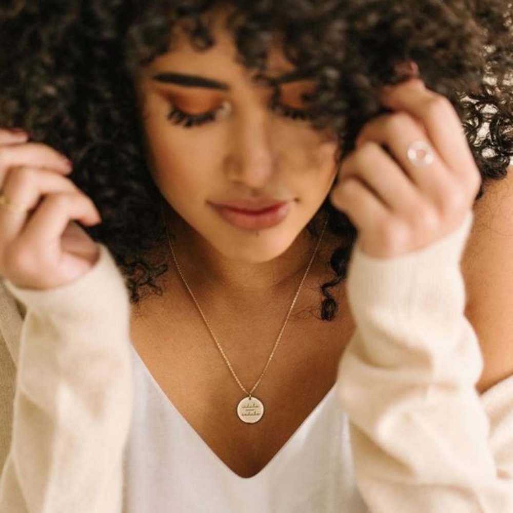 Inner Peace Mantra Minimalist Pendant Necklace - Picture 6 of 15